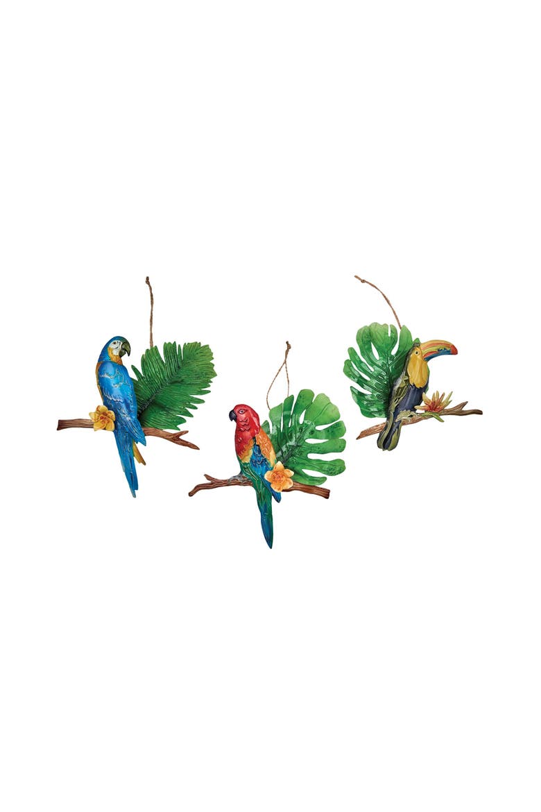 Rainforest Bird Christmas Tree Ornament Set of 3, Main, color, Green
