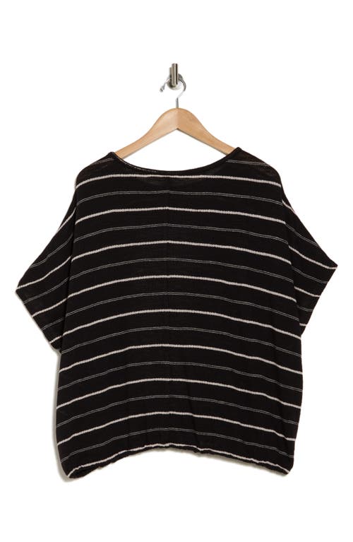 Max Studio Stripe Dolman Sleeve Bubble Hem Top In Black/oyster