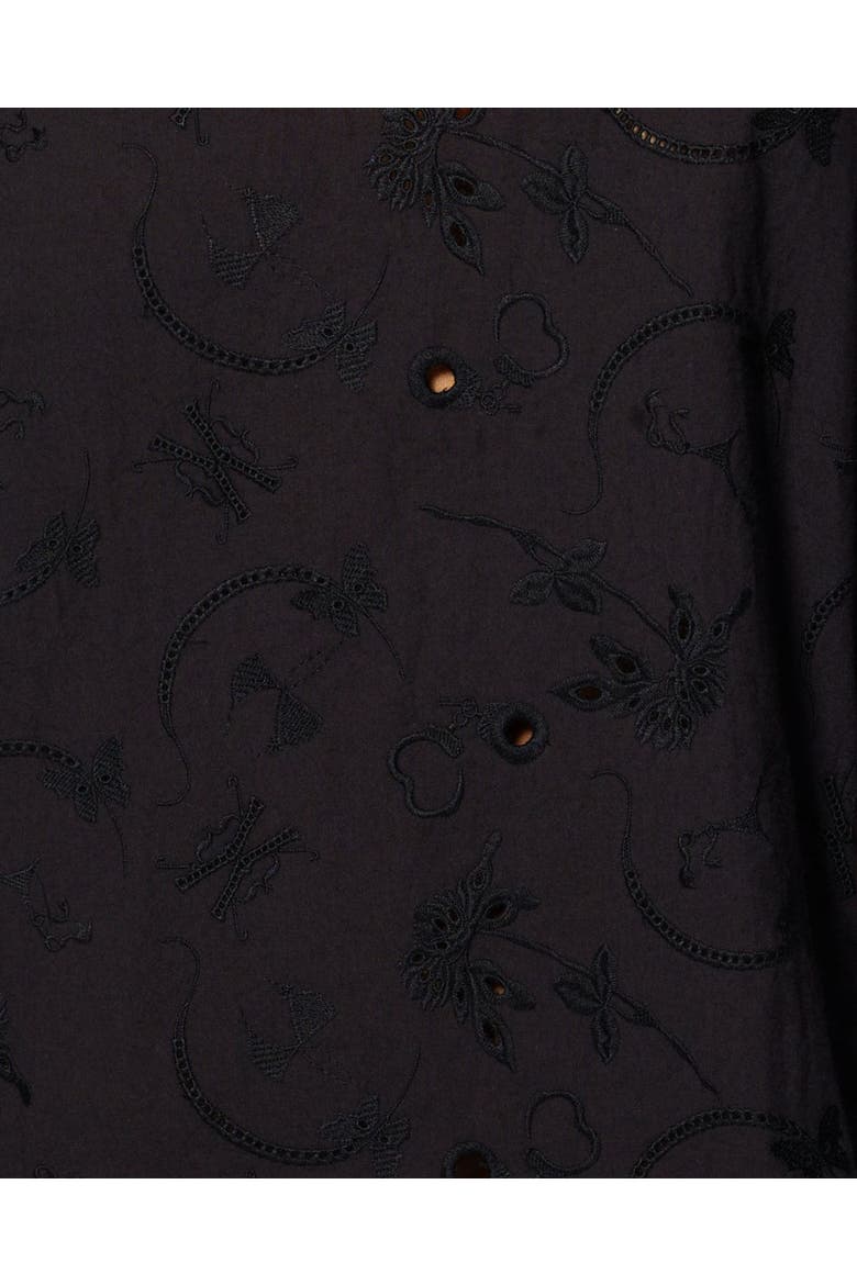 Simone Cotton Eyelet Mini Scoop Neck Dress, Alternate, color, Black