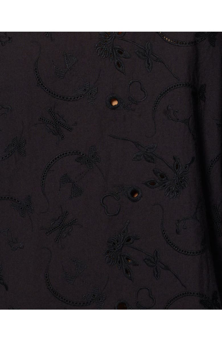 Kiki de Montparnasse Simone Cotton Eyelet Mini Scoop Neck Dress, Alternate, color, Black