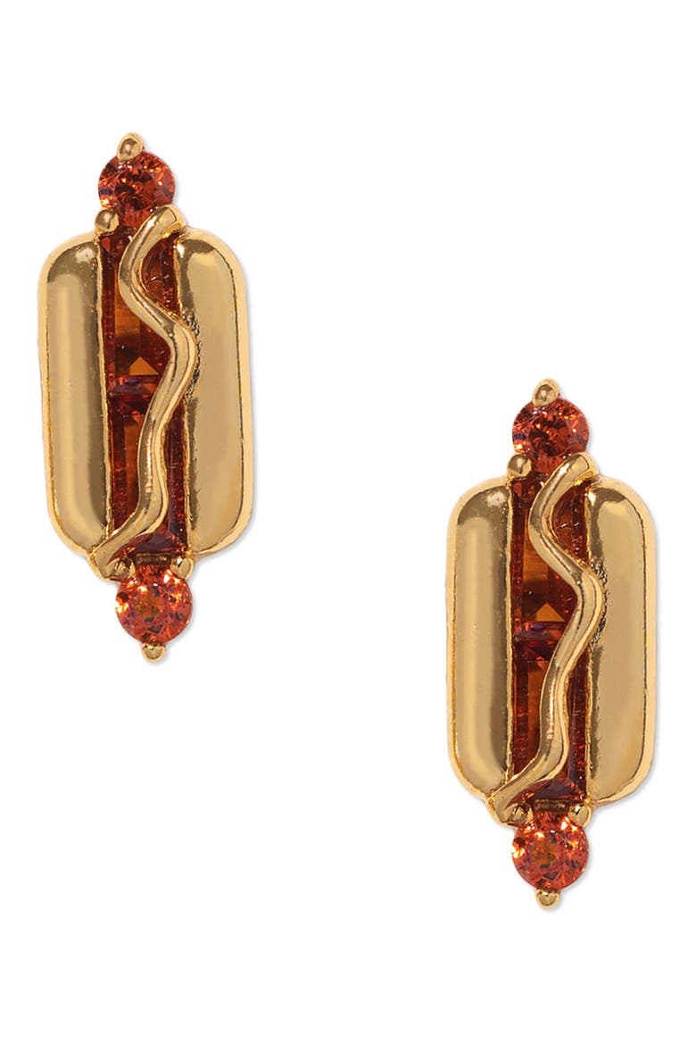Hot Dog Stud Earrings, Main, color, GOLD