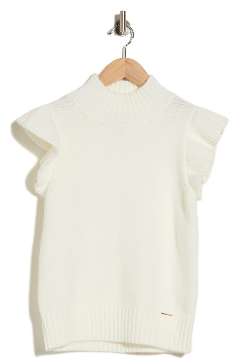 Ruffle Cap Sleeve Sweater, Main, color, EGRET