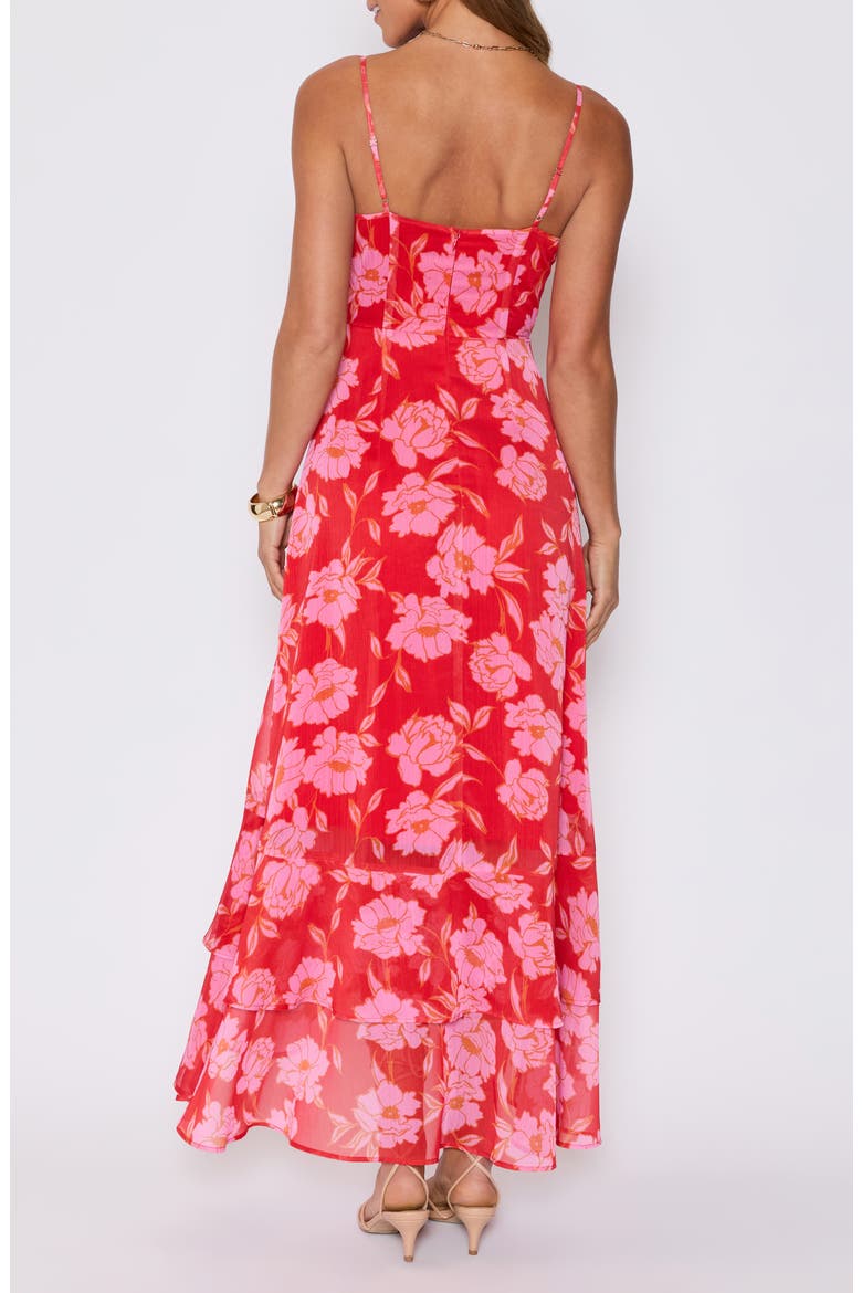 Escape to Paradise Ruffle High-Low Maxi Dress (Nordstrom Exclusive), Alternate, color, RED/ PINK FLORAL