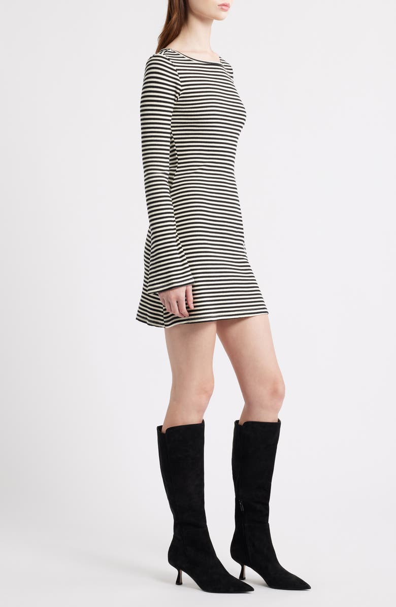 Princess Polly BRYANNA L/S MINI DRESS BLK/WHT, Alternate, color, Black