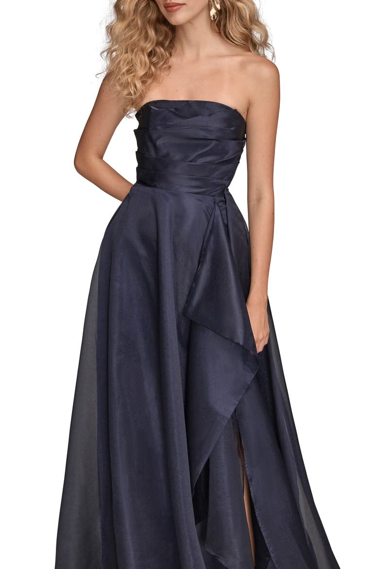Strapless Ruched Bodice Gown, Alternate, color, INK