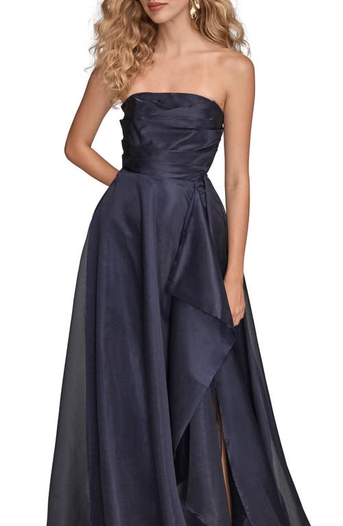 Donna Karan New York Strapless Ruched Bodice Gown In Black