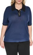 KARL LAGERFELD PARIS Johnny Collar Short Sleeve Sweater