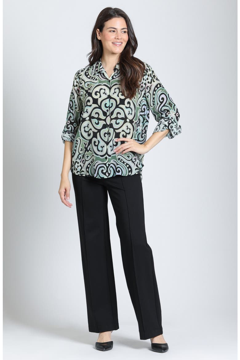 Roll Tab Sleeve Button-Up Shirt, Alternate, color, SAGE MULTI