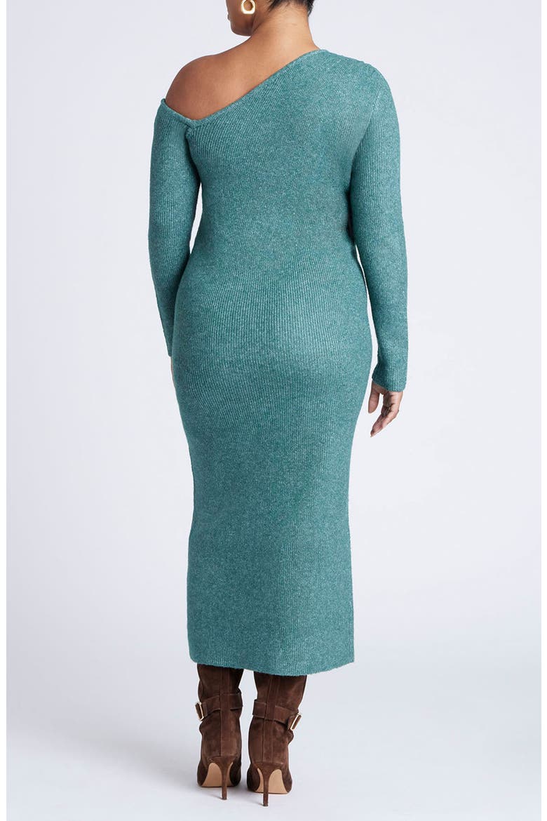 Off Shoulder Sweater Dress, Alternate, color, ANTIQUE TEAL