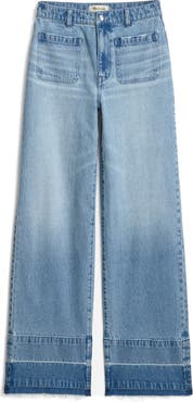 Madewell The Emmett Release Hem Patch Pocket Wide Leg Jeans