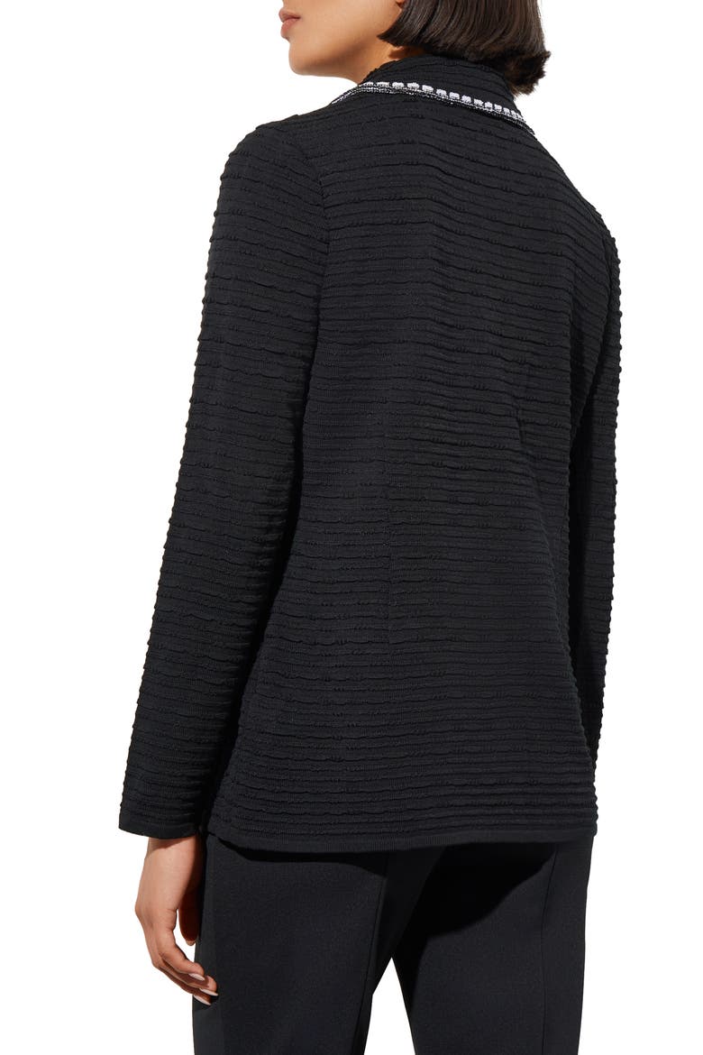 Contrast Trim Textured Knit Blazer, Alternate, color, BLACK/ WHITE