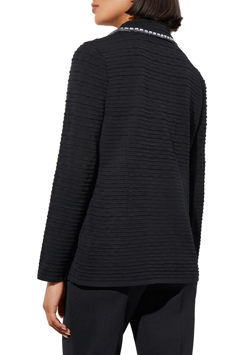 Ming Wang Contrast Trim Textured Knit Blazer, Alternate, color, 