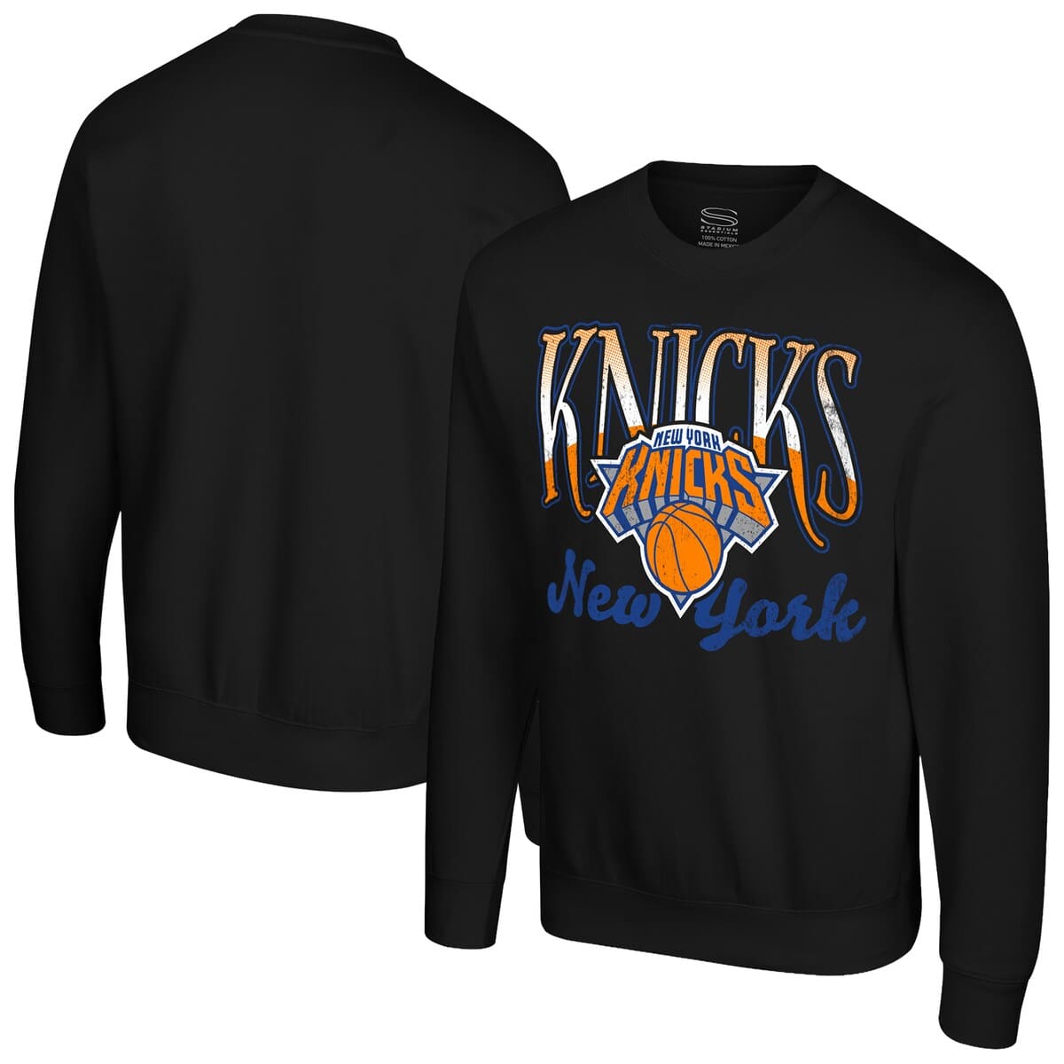 Stadium Essentials Unisex  Black New York Knicks Sky High Fleece Sweatshirt