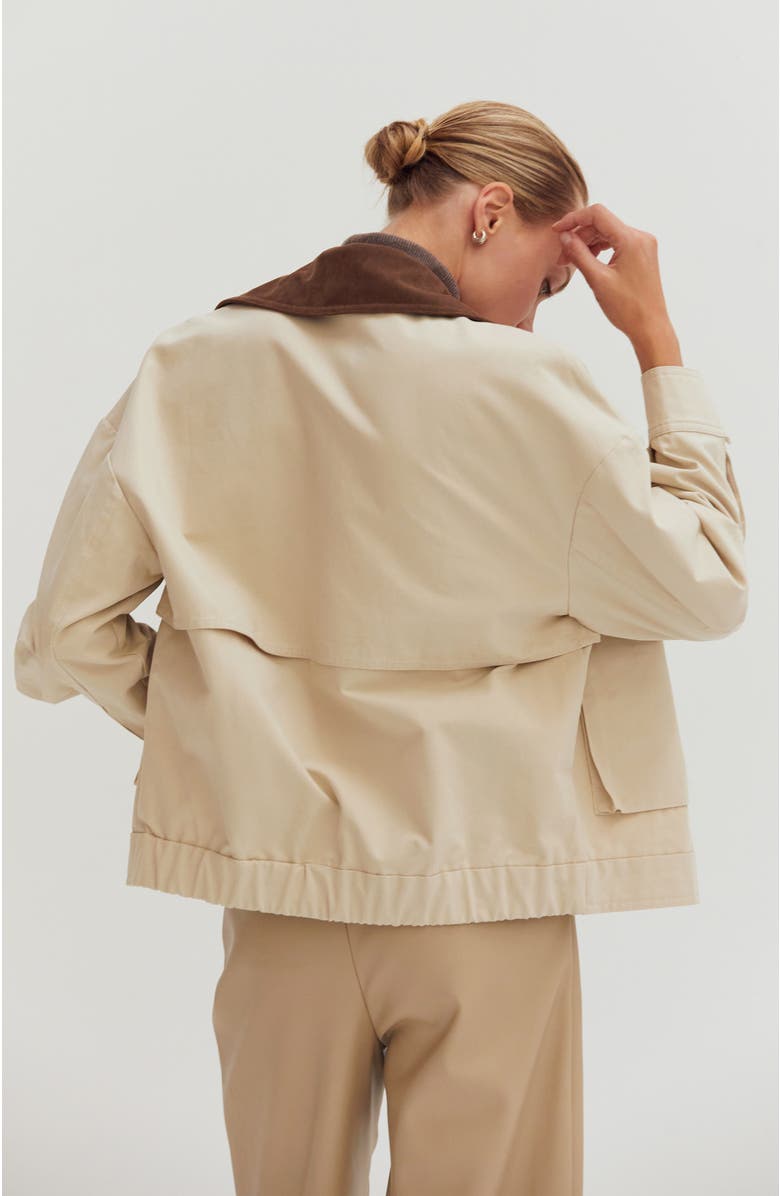 CRESCENT Contrast Collar Canvas Barn Jacket, Alternate, color, Beige