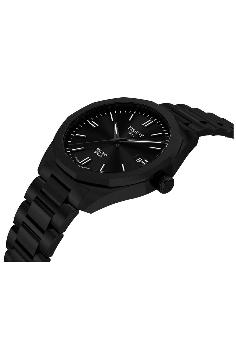PRC 100 Solar Quartz Bracelet Watch, 39mm, Alternate, color, BLACK