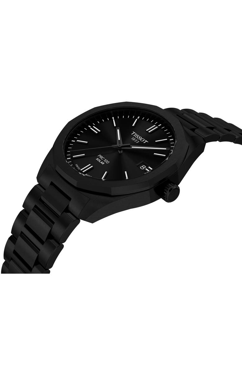 Tissot PRC 100 Solar Quartz Bracelet Watch, 39mm, Alternate, color, Black