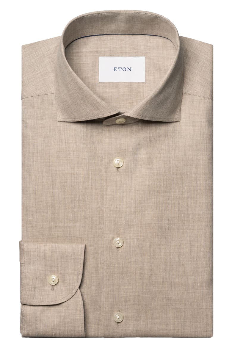 Slim Fit Flannel Dress Shirt, Alternate, color, LIGHT BEIGE