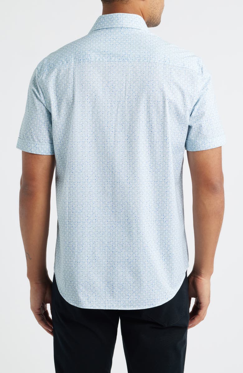 Bugatchi Miles OoohCotton<sup>®</sup> Print Short Sleeve Button-Up Shirt, Alternate, color, Seafoam