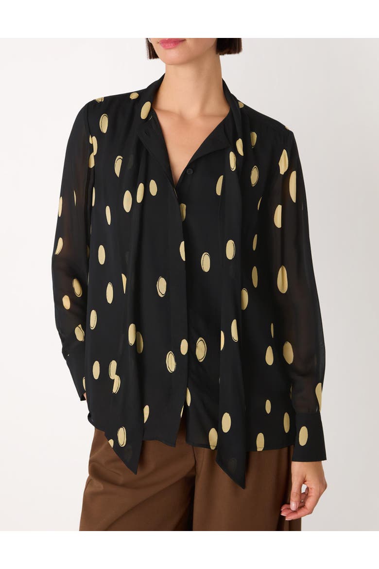 Oval Spot Frill Blouse, Alternate, color, Black/Multi