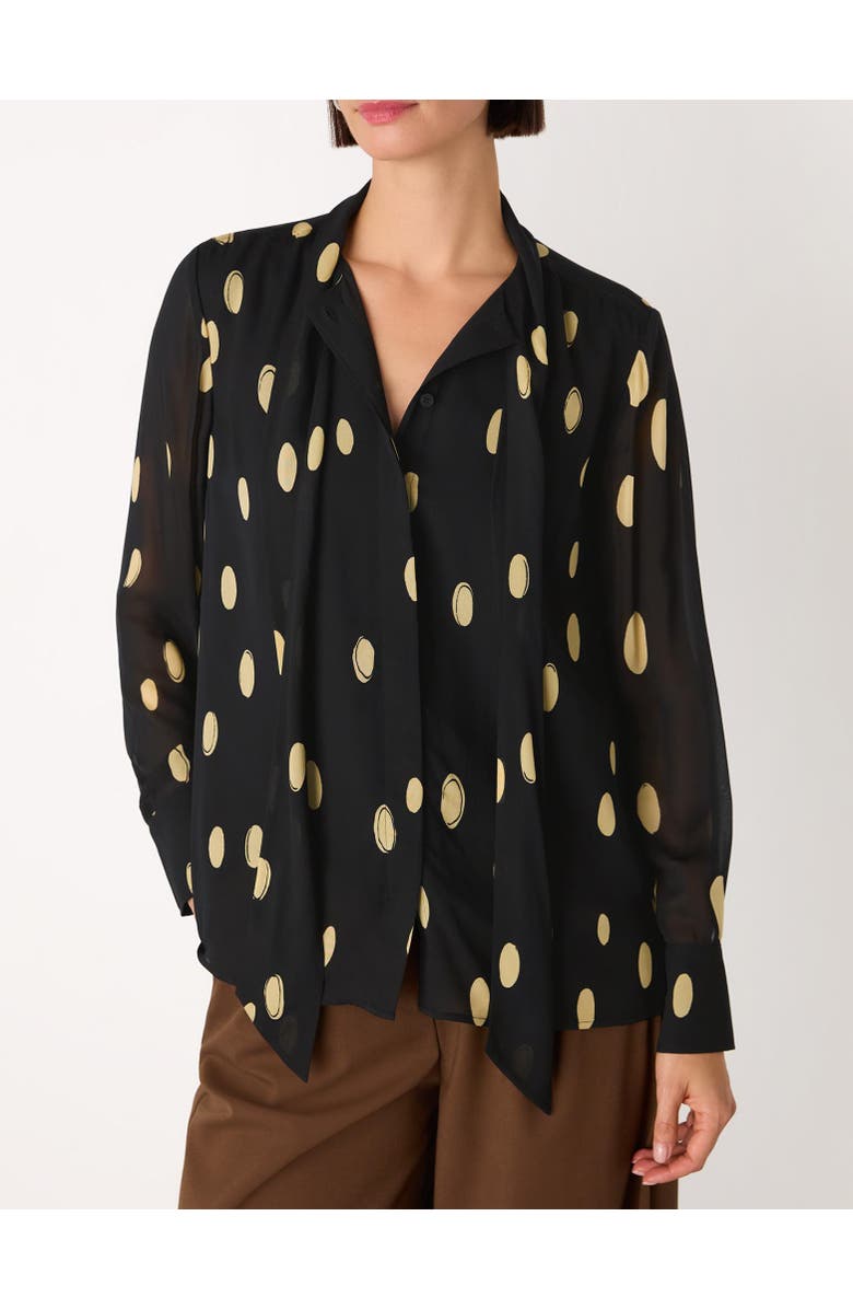 Whistles Oval Spot Frill Blouse, Alternate, color, Black/Multi