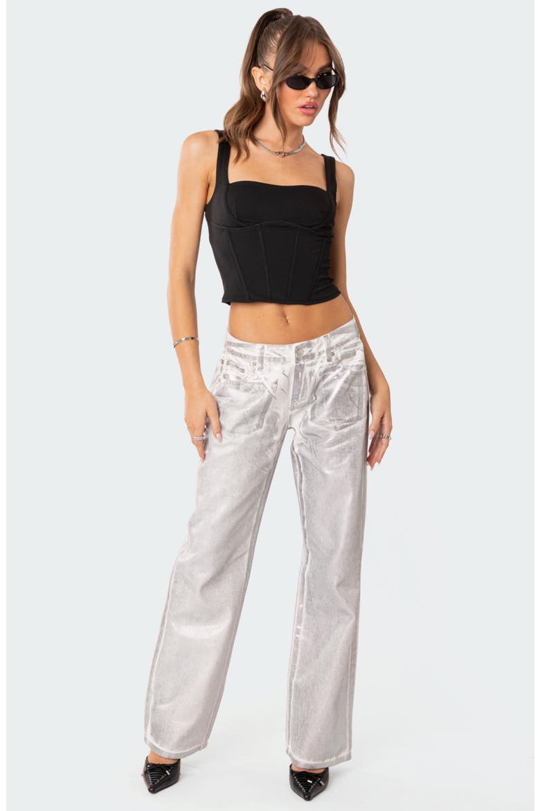 Corset Crop Top, Alternate, color, BLACK