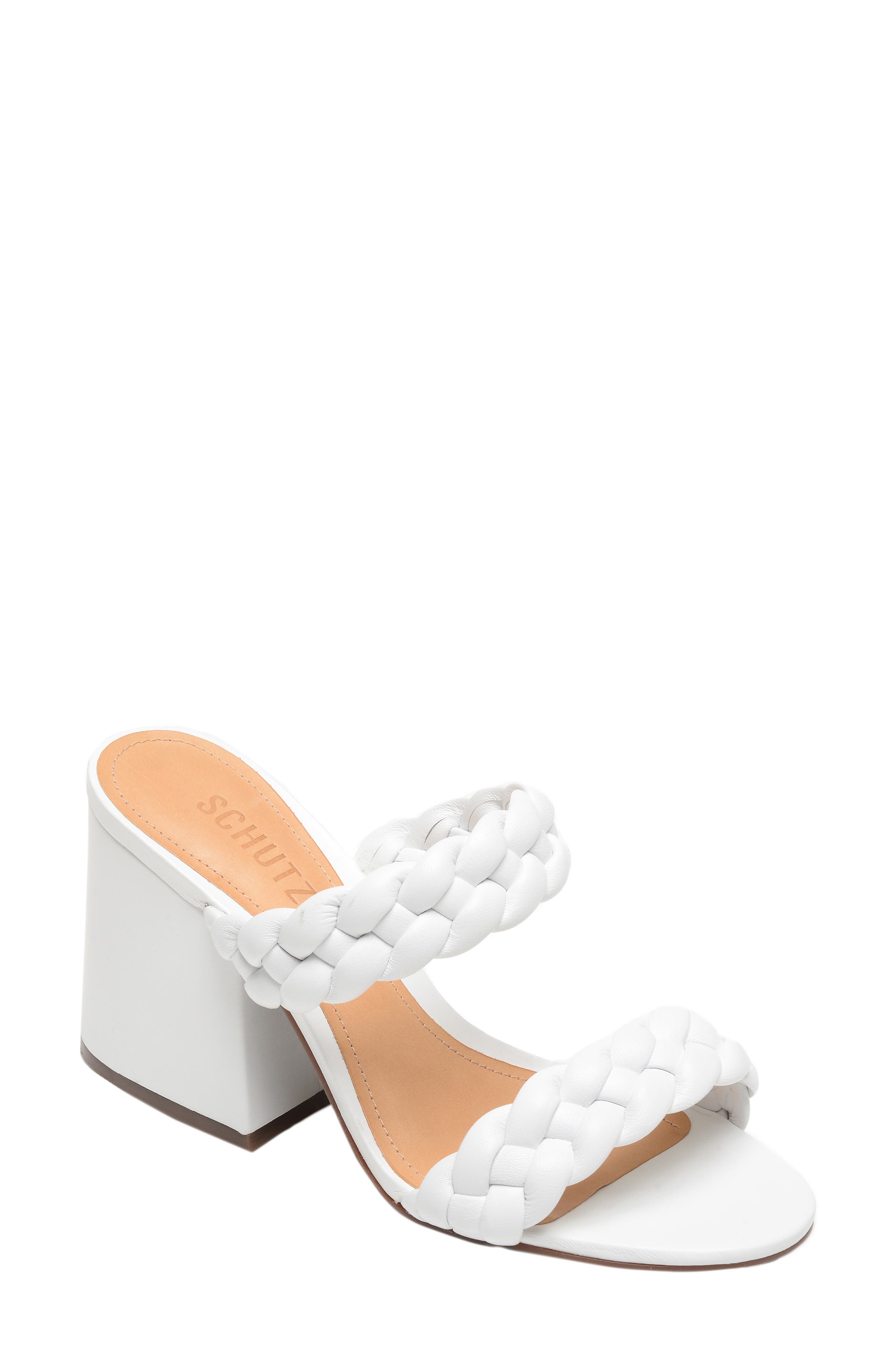 Elida Block Heel Slide Sandal, Main, color, WHITE