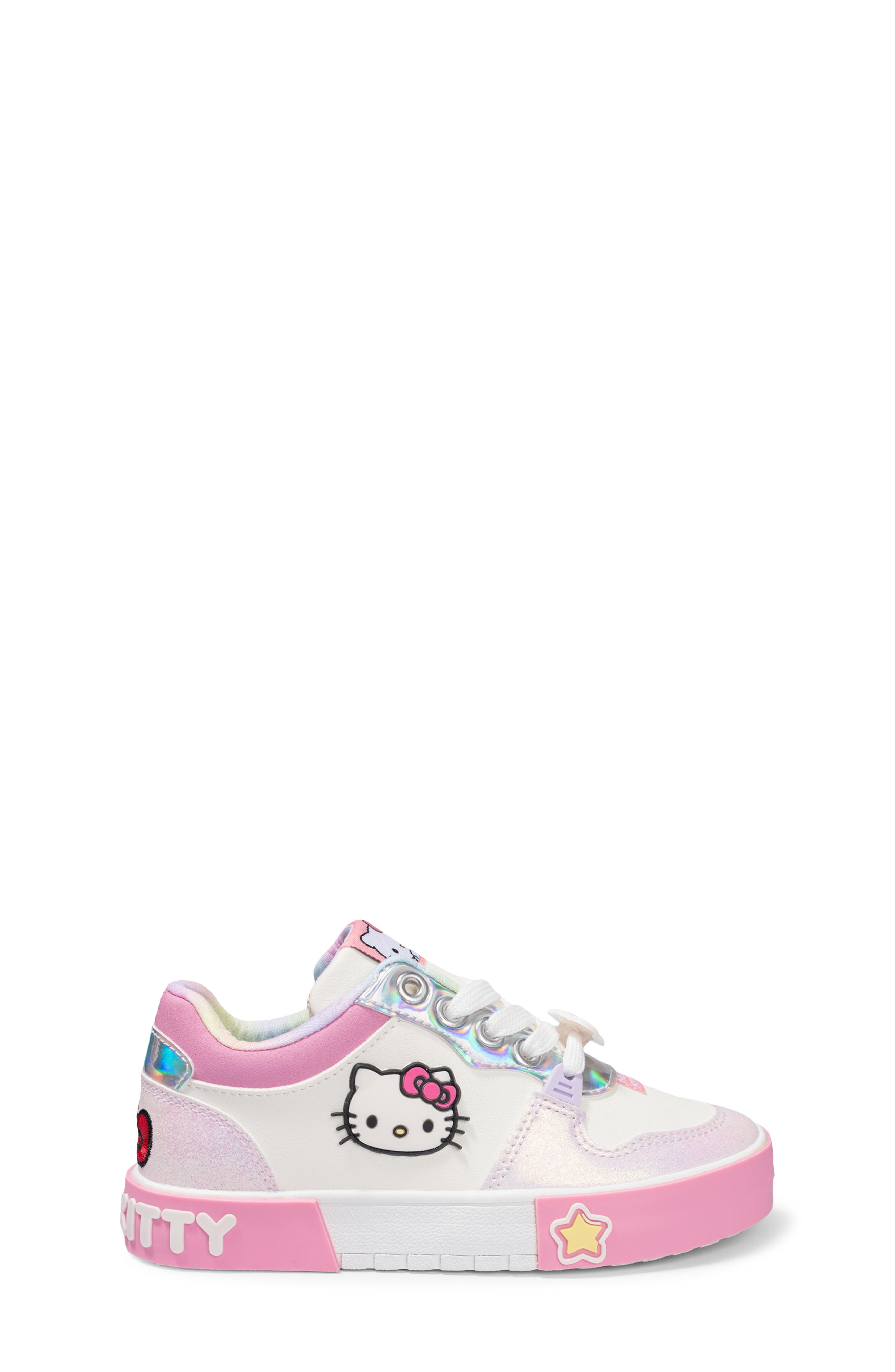 Kids' Hello Kitty Court Sneaker, Alternate, color, WHITE PINK