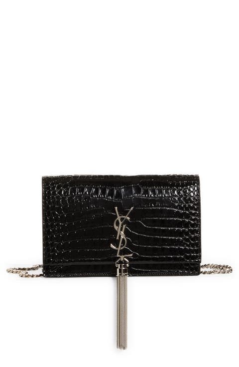 Kate Croc Embossed Leather Wallet on a Chain