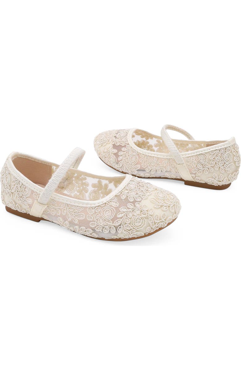 Kailee P Pas Crochet Lace Mary Jane Flats, Alternate, color, Ivory
