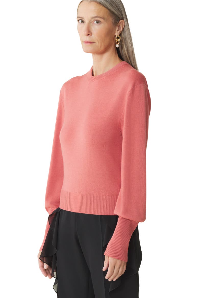 Wool Sweater With Grosgrain Detail, Alternate, color, Pink