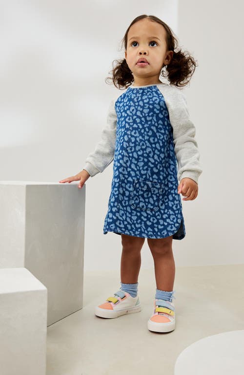 Next Kids' Leopard Raglan Sleeve Dress In Blue