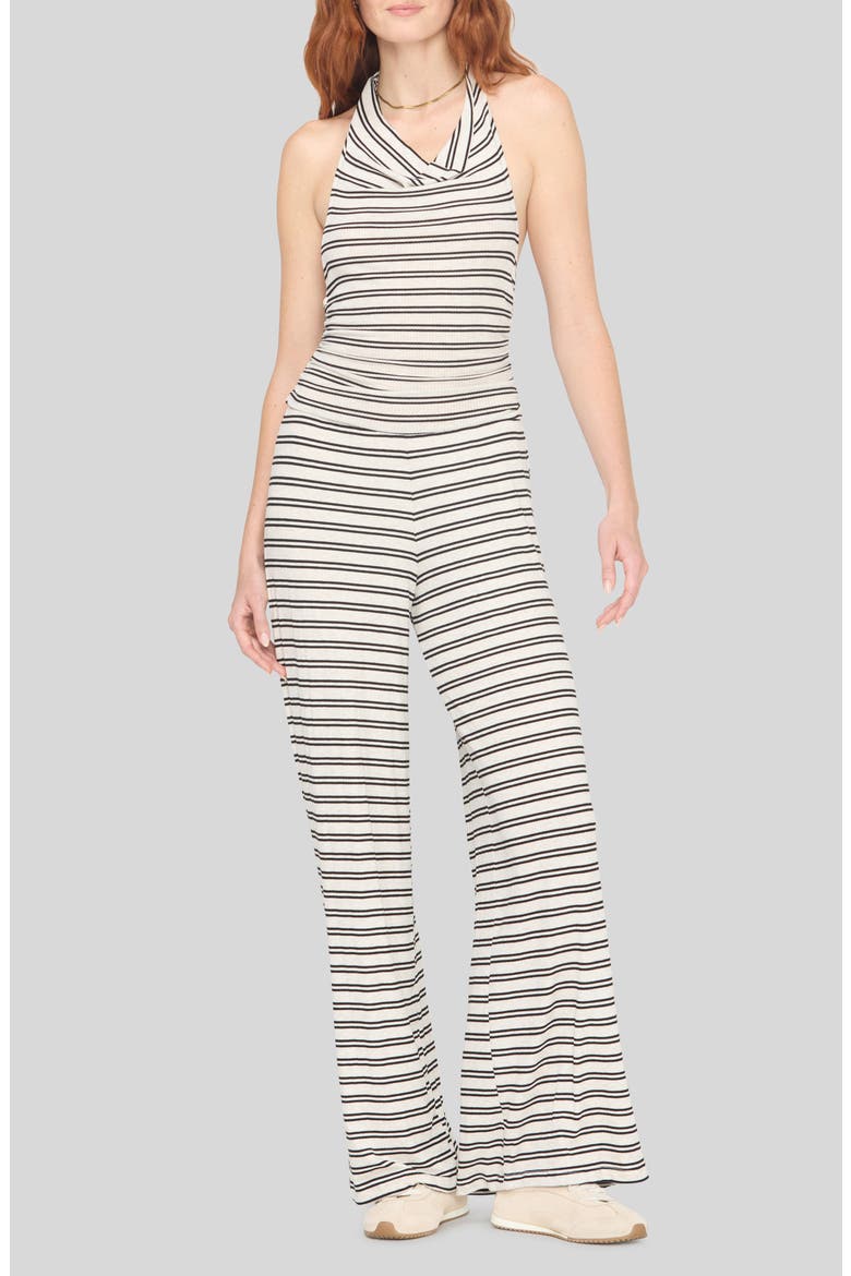 Goa Striped Halter Jumpsuit, Main, color, IVOBLK STRP