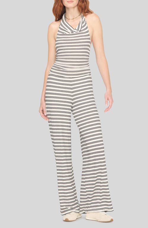 Project Social T Goa Striped Halter Jumpsuit In Gray