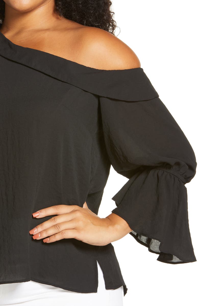 Vince Camuto Bell Sleeve One-Shoulder Blouse, Alternate, color,