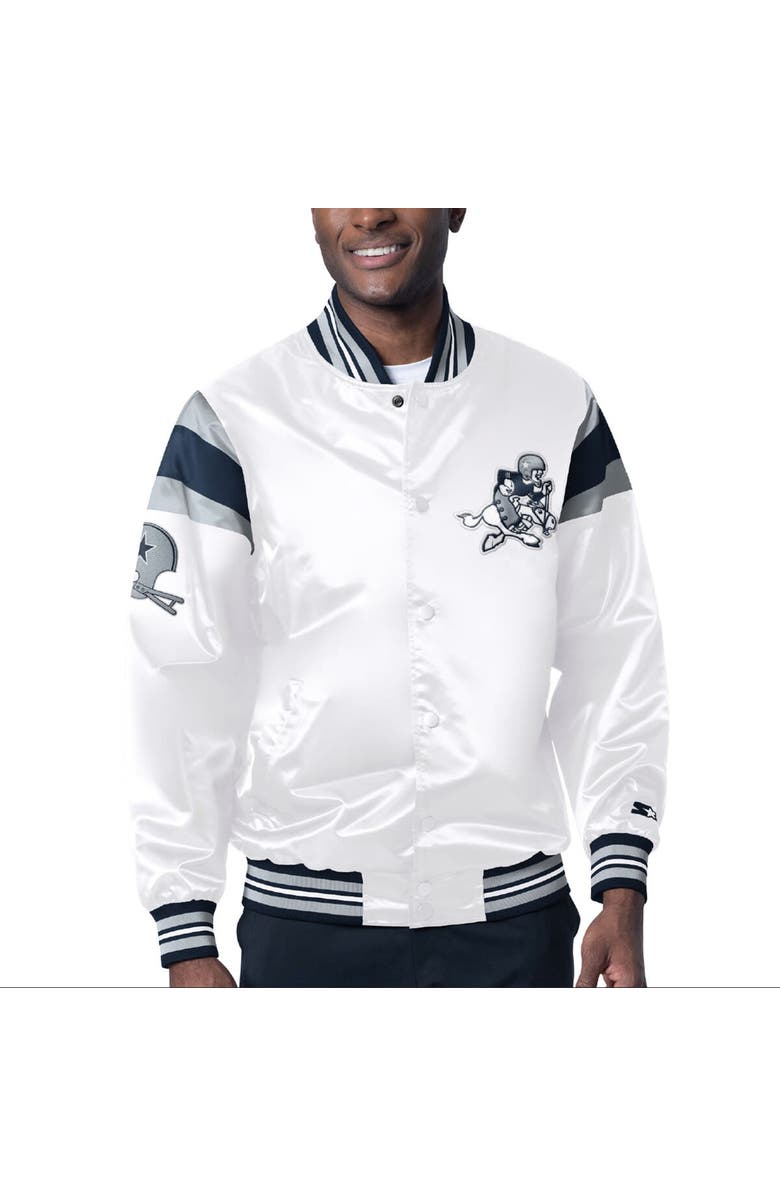 STARTER Men's Starter White Dallas Cowboys Satin Varsity Full-Snap Jacket, Main, color, White