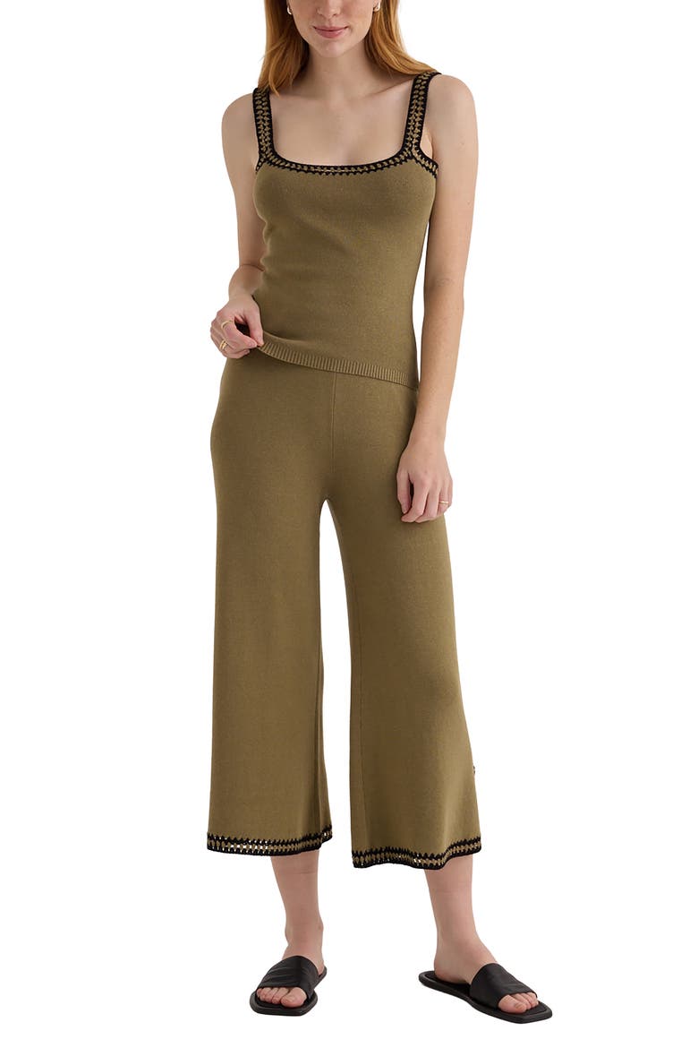 Crochet Trim Knit Top, Alternate, color, OLIVE OASIS
