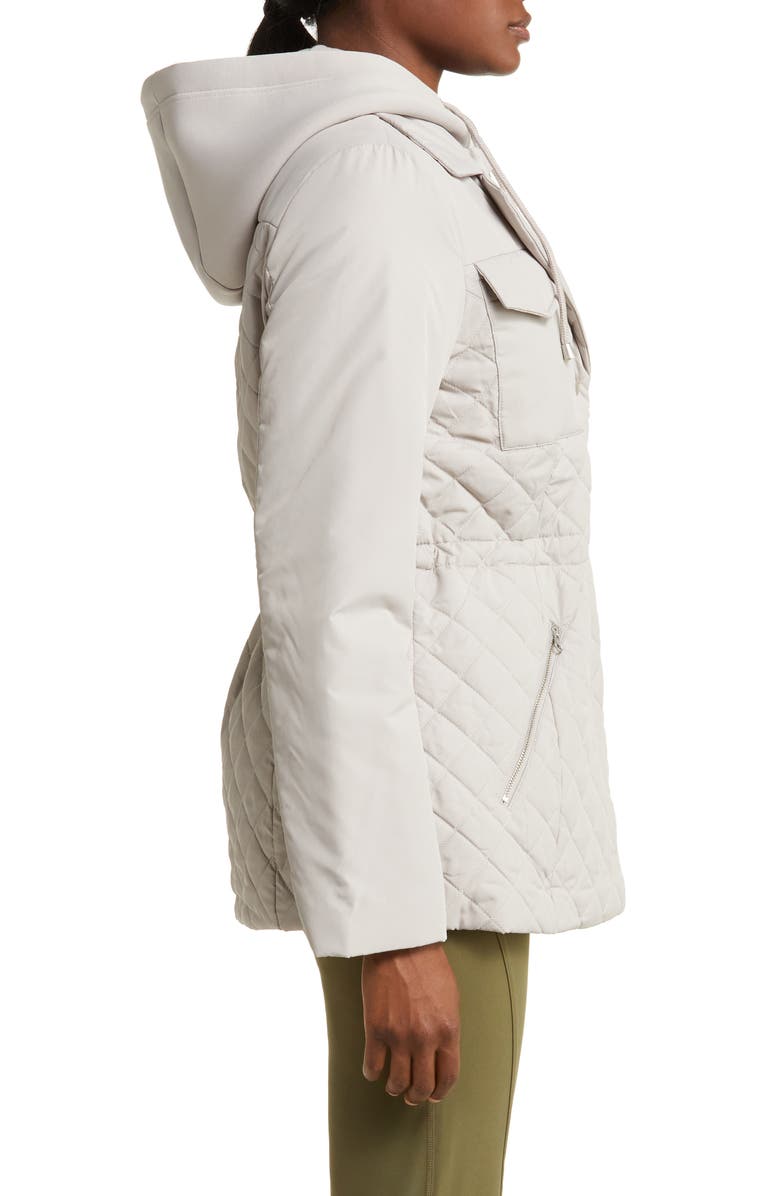 Zella Active Quilted Hooded Jacket, Alternate, color, Grey Pebble