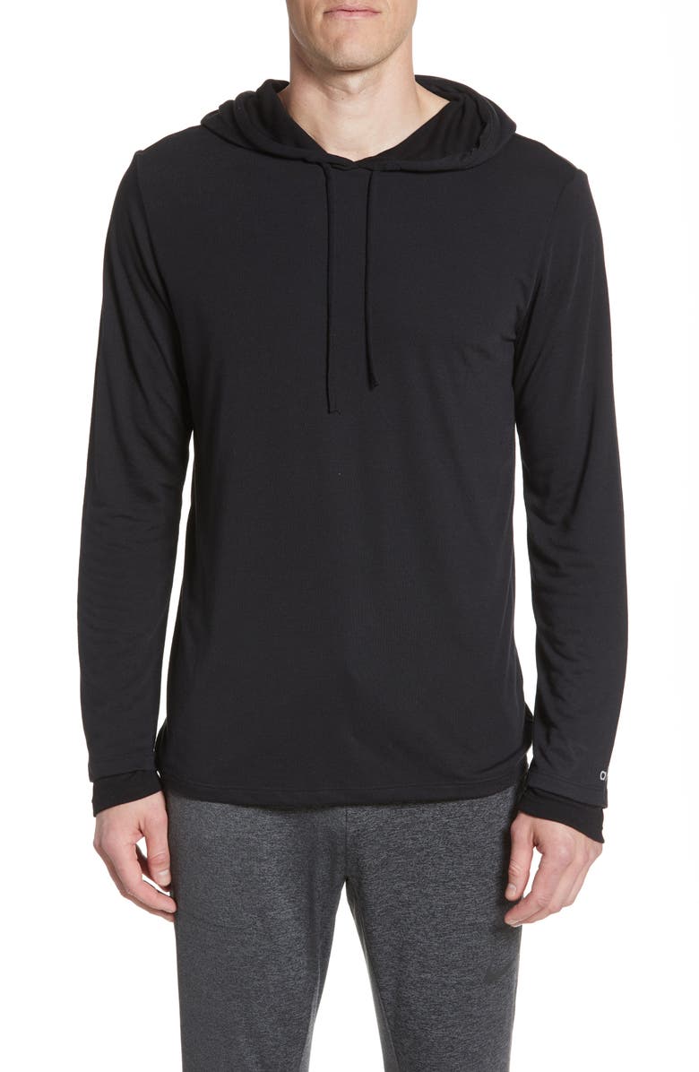 Alo Layered Long Sleeve Hooded T-Shirt, Main, color, 