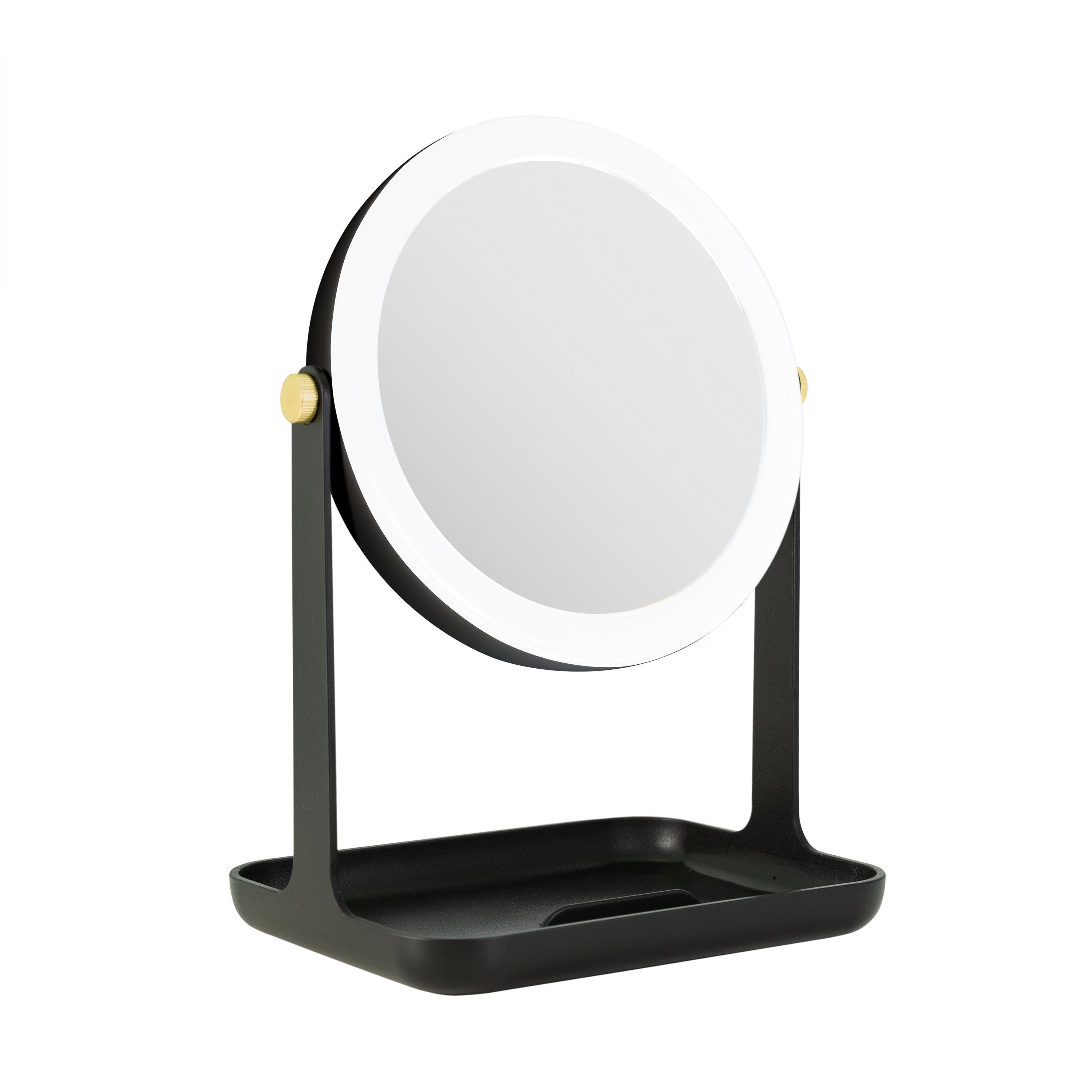 Zadro Back-to-School Lighted Makeup Mirror with Accessory Tray & Phone Holder in Black 