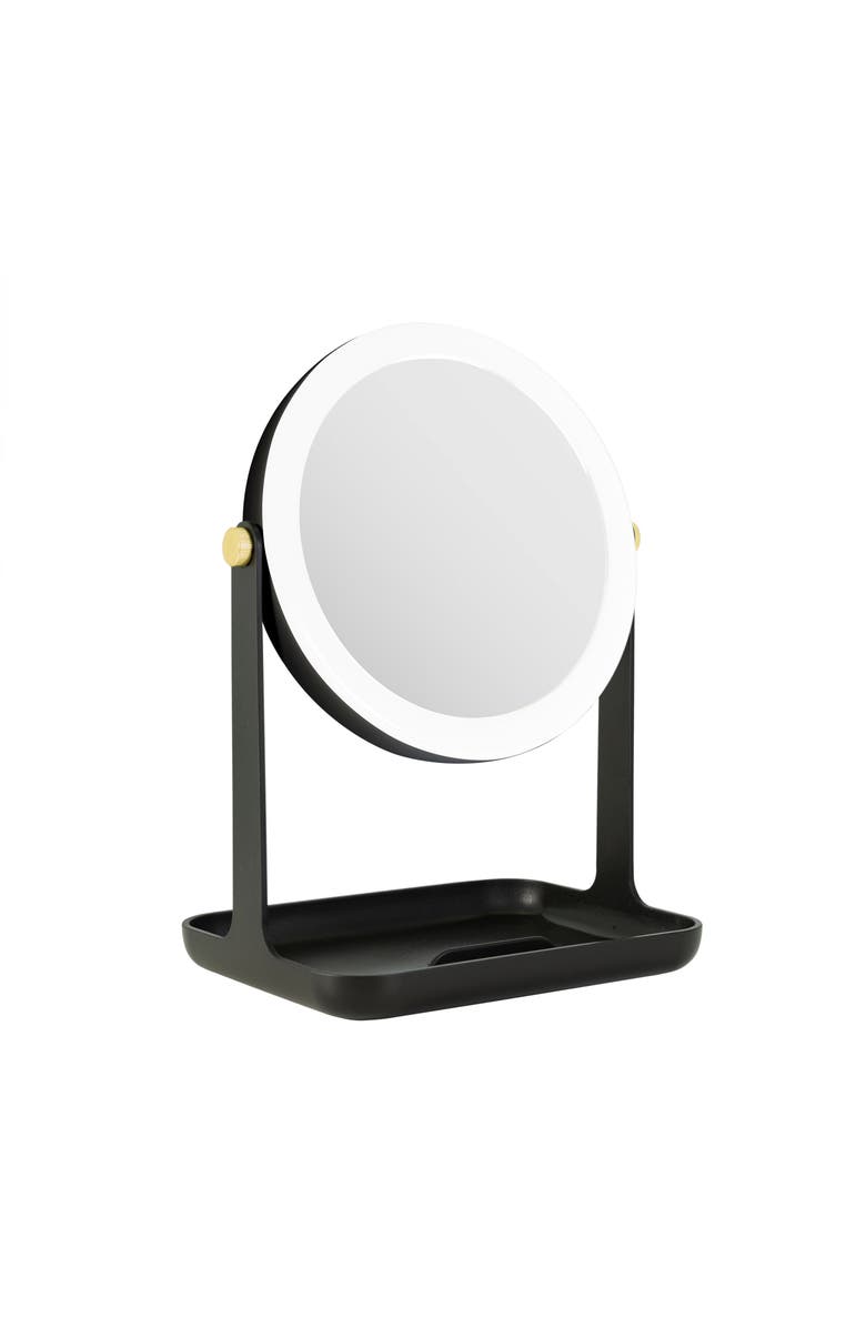 Zadro Back-to-School Lighted Makeup Mirror with Accessory Tray & Phone Holder, Main, color, Black
