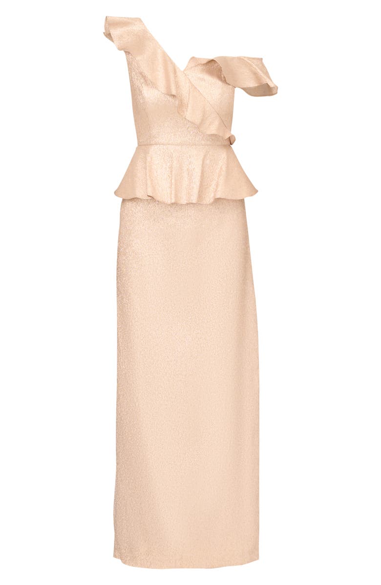 Aidan Mattox by Adrianna Papell Lamé Asymmetric Column Gown, Alternate, color,