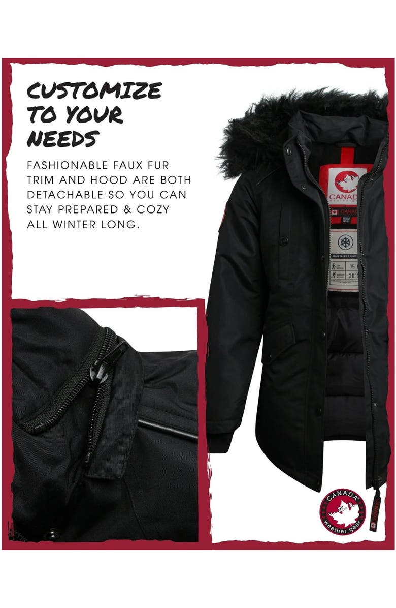 CANADA WEATHER GEAR Girls' Winter Faux Fur Lining Ski Jacket, Alternate, color, 