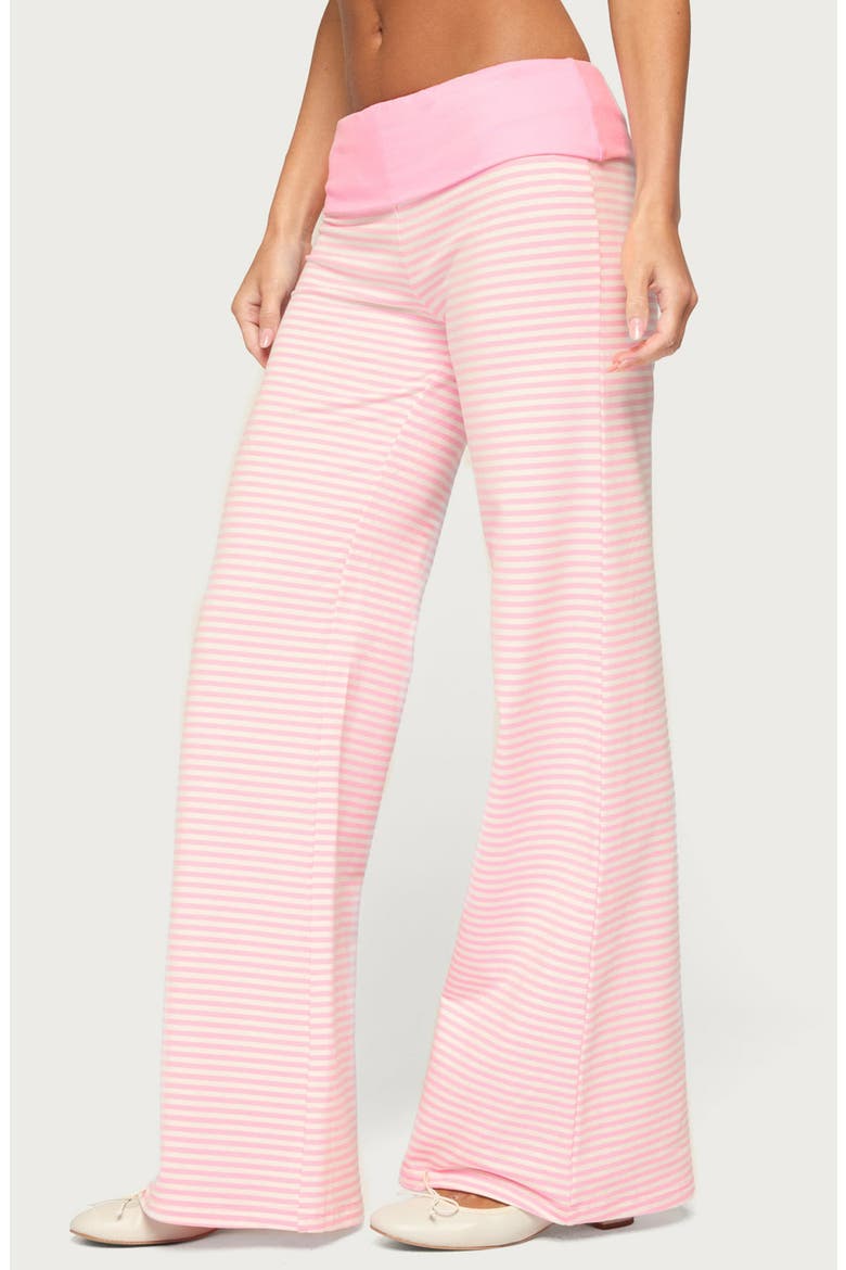 Meggy Stripe Foldover Pants, Alternate, color, LIGHT-PINK-AND-WHITE