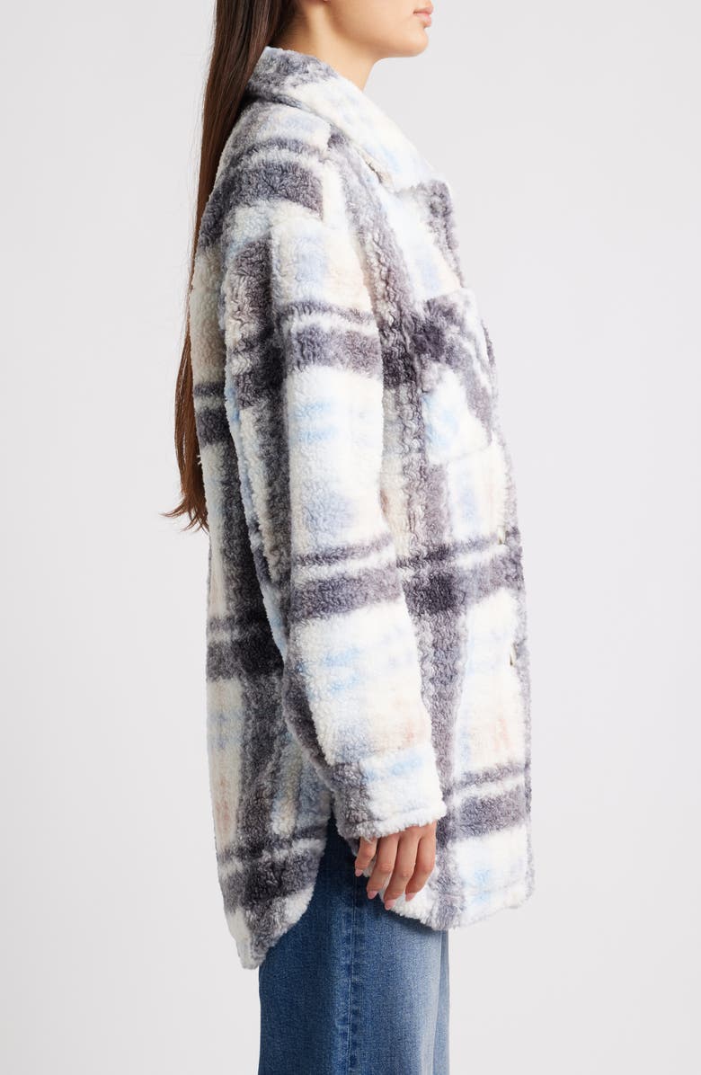 Thread & Supply Plaid Fleece Shirt Jacket, Alternate, color, Rose Skyblue Plaid