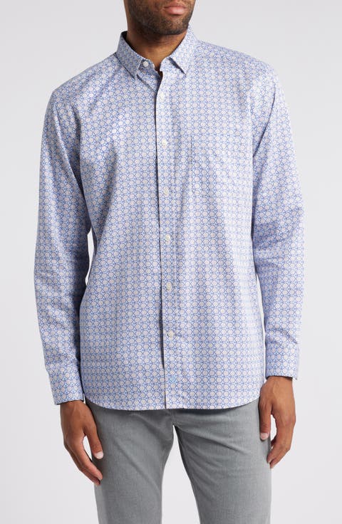 Tile Print Button-Up Shirt