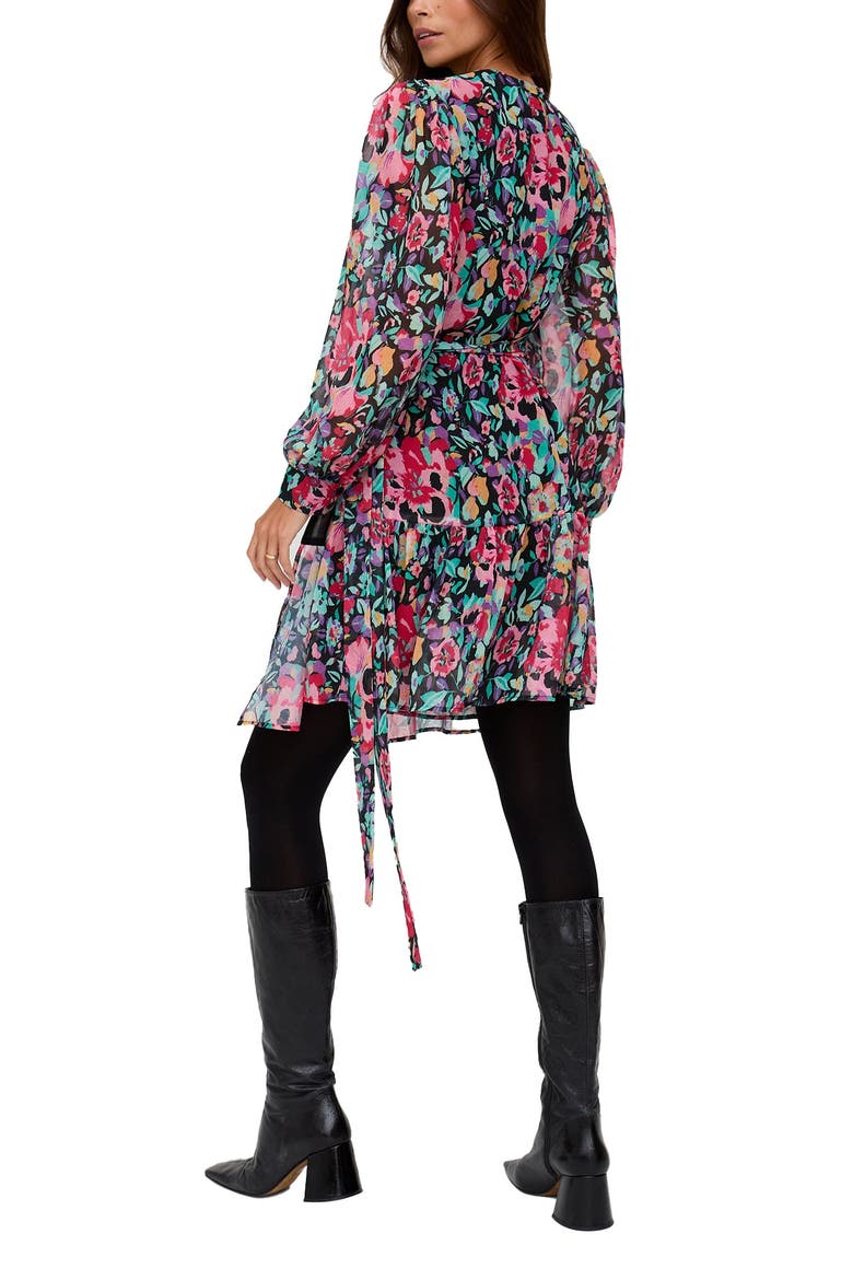 Flora Wraparound Floral Print Mini Dress, Alternate, color, Multi