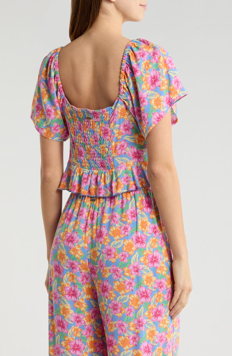 Rip Curl Malibu Cove Short Sleeve Peplum Crop Top, Alternate, color, Blue