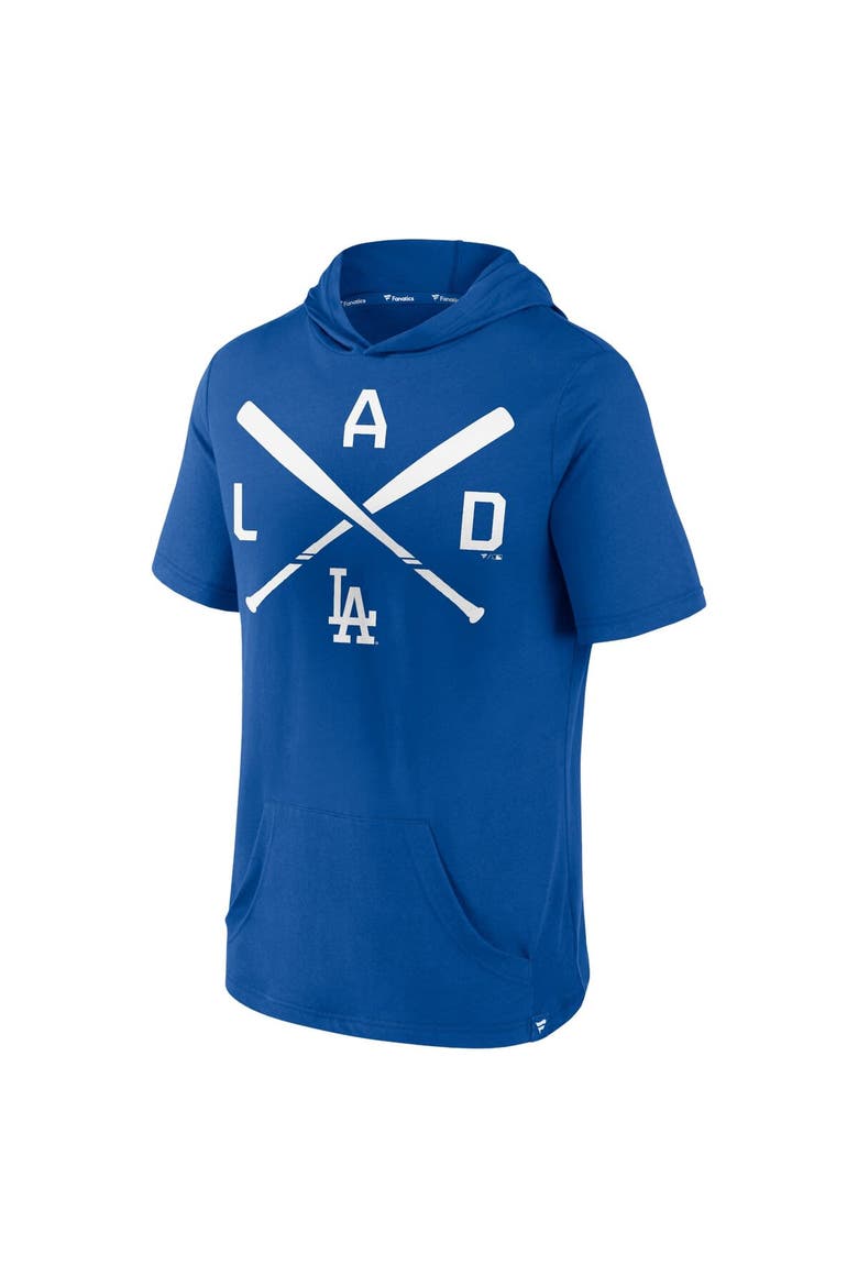 Men's Fanatics Branded Royal Los Angeles Dodgers Iconic Rebel Short Sleeve Pullover Hoodie, Alternate, color, Royal