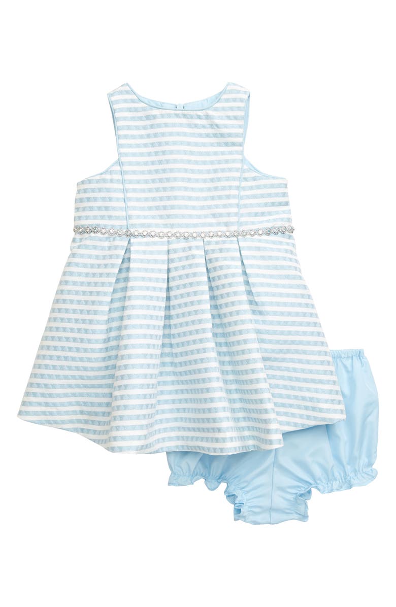 Pippa & Julie Pleated Brocade Fit & Flare Dress, Main, color, 