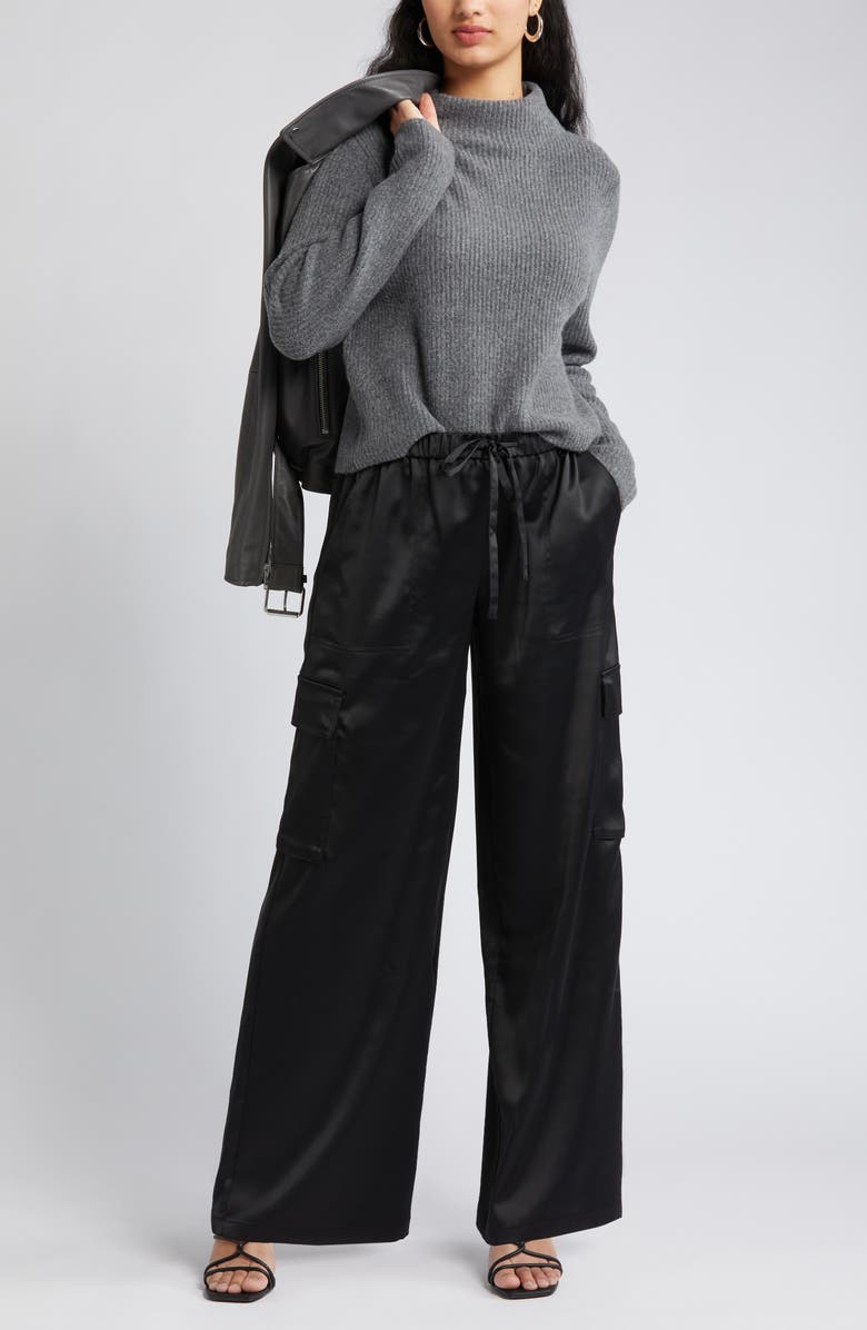 Open Edit Rib Funnel Neck Sweater, Alternate, color, 